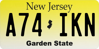 NJ license plate A74IKN