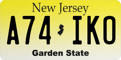 NJ license plate A74IKO