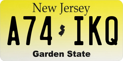 NJ license plate A74IKQ