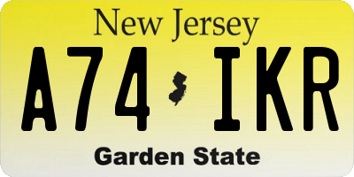 NJ license plate A74IKR