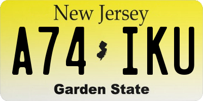 NJ license plate A74IKU