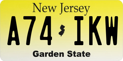 NJ license plate A74IKW