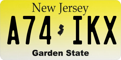NJ license plate A74IKX