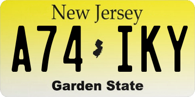 NJ license plate A74IKY