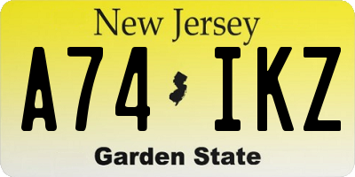 NJ license plate A74IKZ