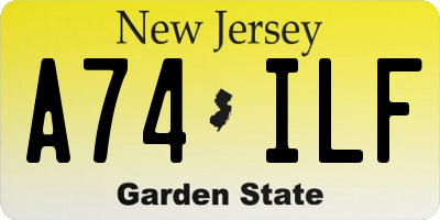 NJ license plate A74ILF