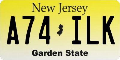 NJ license plate A74ILK