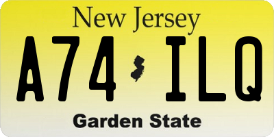 NJ license plate A74ILQ
