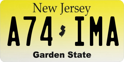 NJ license plate A74IMA