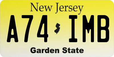 NJ license plate A74IMB