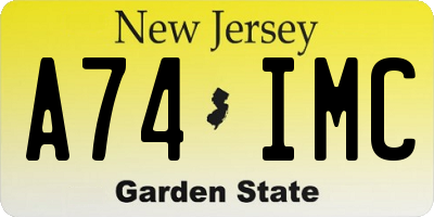 NJ license plate A74IMC