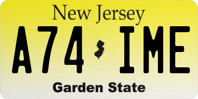 NJ license plate A74IME