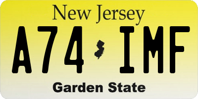 NJ license plate A74IMF
