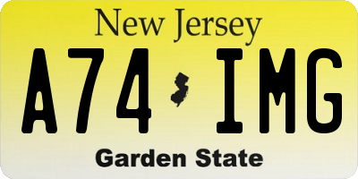 NJ license plate A74IMG
