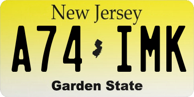NJ license plate A74IMK