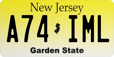 NJ license plate A74IML