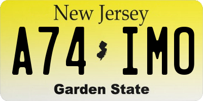 NJ license plate A74IMO