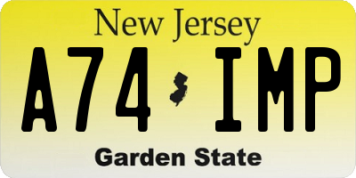 NJ license plate A74IMP