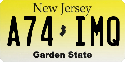 NJ license plate A74IMQ