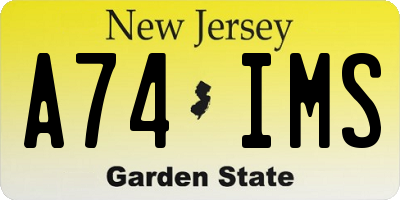 NJ license plate A74IMS