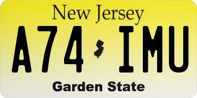 NJ license plate A74IMU