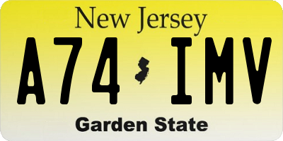 NJ license plate A74IMV