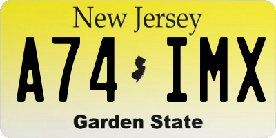 NJ license plate A74IMX