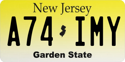 NJ license plate A74IMY