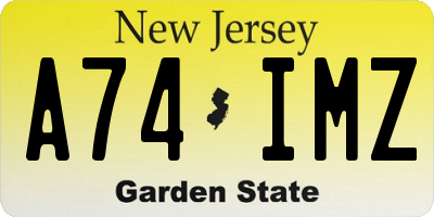 NJ license plate A74IMZ