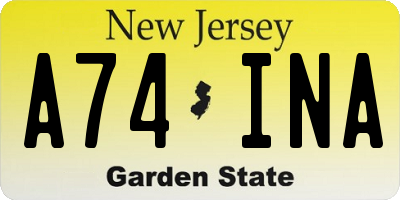 NJ license plate A74INA