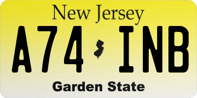 NJ license plate A74INB