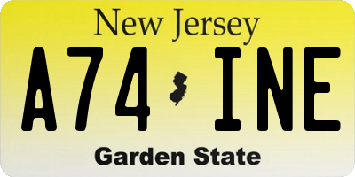 NJ license plate A74INE
