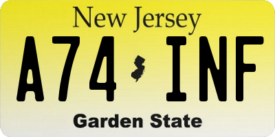 NJ license plate A74INF