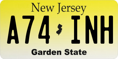 NJ license plate A74INH
