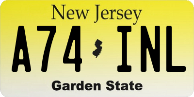 NJ license plate A74INL
