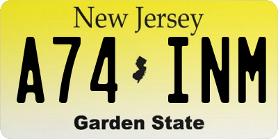 NJ license plate A74INM