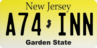 NJ license plate A74INN