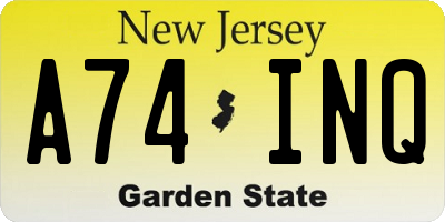 NJ license plate A74INQ