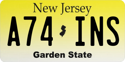 NJ license plate A74INS