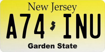 NJ license plate A74INU