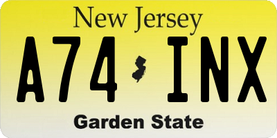 NJ license plate A74INX