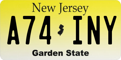 NJ license plate A74INY