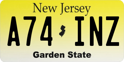 NJ license plate A74INZ
