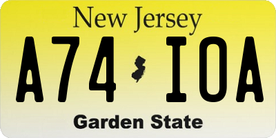 NJ license plate A74IOA