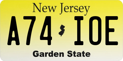 NJ license plate A74IOE
