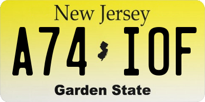 NJ license plate A74IOF
