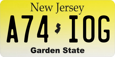 NJ license plate A74IOG