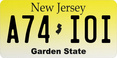 NJ license plate A74IOI