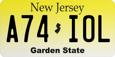 NJ license plate A74IOL
