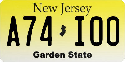 NJ license plate A74IOO